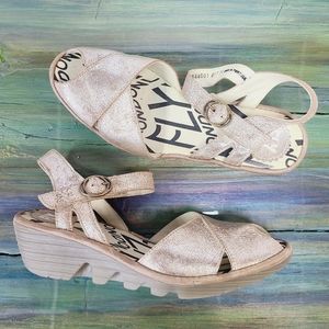 FLY London Metallic Leather Sandals